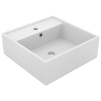 Lavabo quadrato di lusso con troppopieno da appoggio WC lavabo bagno stanza cosmetica casa 41 x 41 cm ceramica bianca opaca 02_0002685
