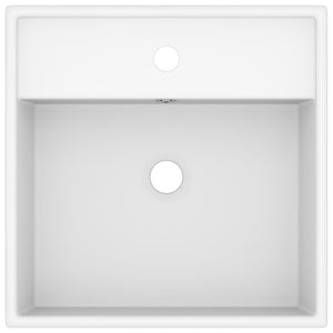 Lavabo Troppopieno Quadrato Bianco Opaco 41x41cm Ceramica cod mxl 44396