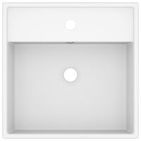 Lavabo quadrato di lusso con troppopieno da appoggio WC lavabo bagno stanza cosmetica casa 41 x 41 cm ceramica bianca opaca 02_0002685