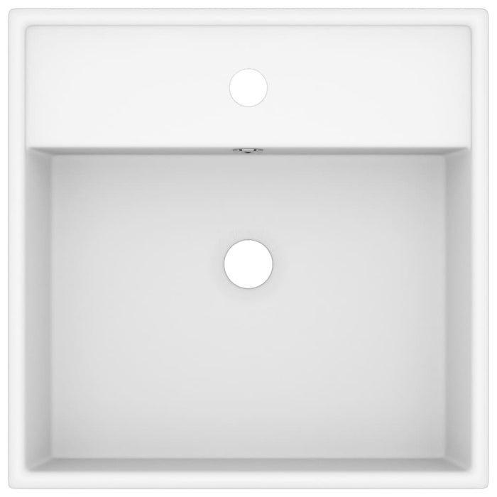Lavabo quadrato di lusso con troppopieno da appoggio WC lavabo bagno stanza cosmetica casa 41 x 41 cm ceramica bianca opaca 02_0002685