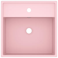 Lavabo-Lavandino-Lavello Troppopieno Quadrato Rosa Opaco 41x41cm Ceramica