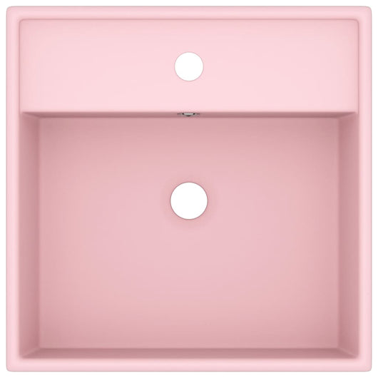 Lavabo Troppopieno Quadrato Rosa Opaco 41x41cm Ceramica 146944