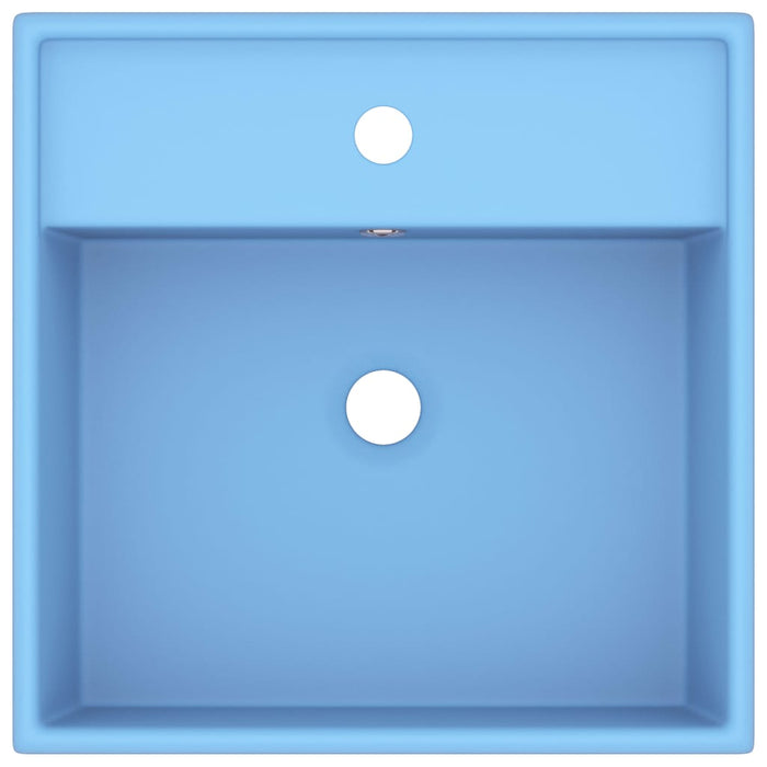 Lavabo-Lavandino-Lavello Troppopieno Cubico Azzurro Opaco 41x41cm Ceramica