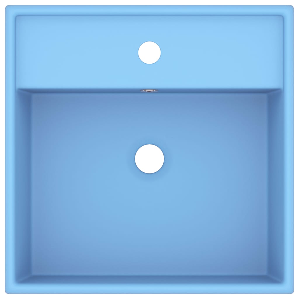 Lavabo Troppopieno Cubico Azzurro Opaco 41x41cm Ceramica 146945