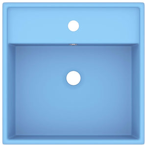 Lavabo Troppopieno Cubico Azzurro Opaco 41x41cm Ceramica 146945