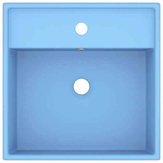 Lavabo Troppopieno Cubico Azzurro Opaco 41x41cm Ceramica 146945