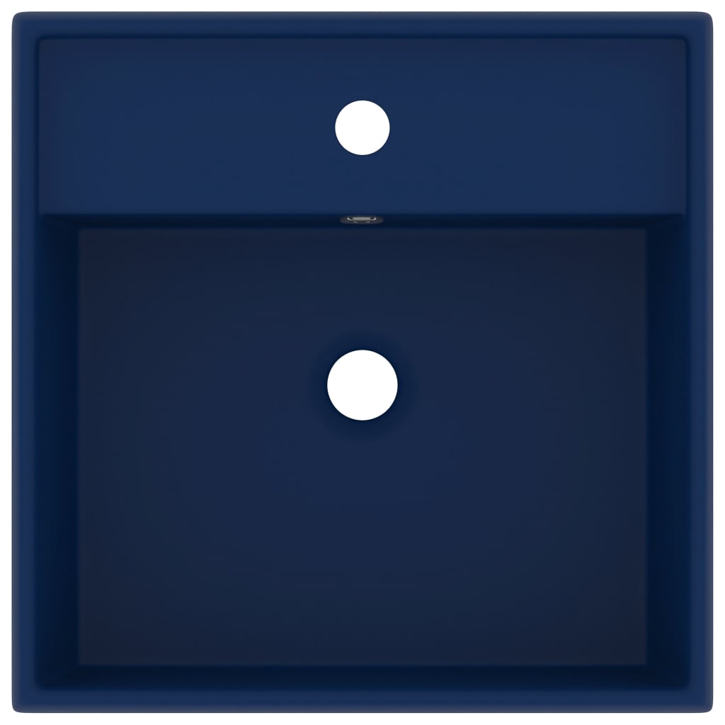 Lavabo-Lavandino-Lavello Troppopieno Quadrato Blu Scuro Opaco 41x41cm Ceramica