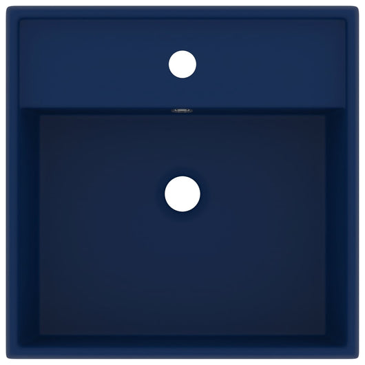Lavabo-Lavandino-Lavello Troppopieno Quadrato Blu Scuro Opaco 41x41cm Ceramica