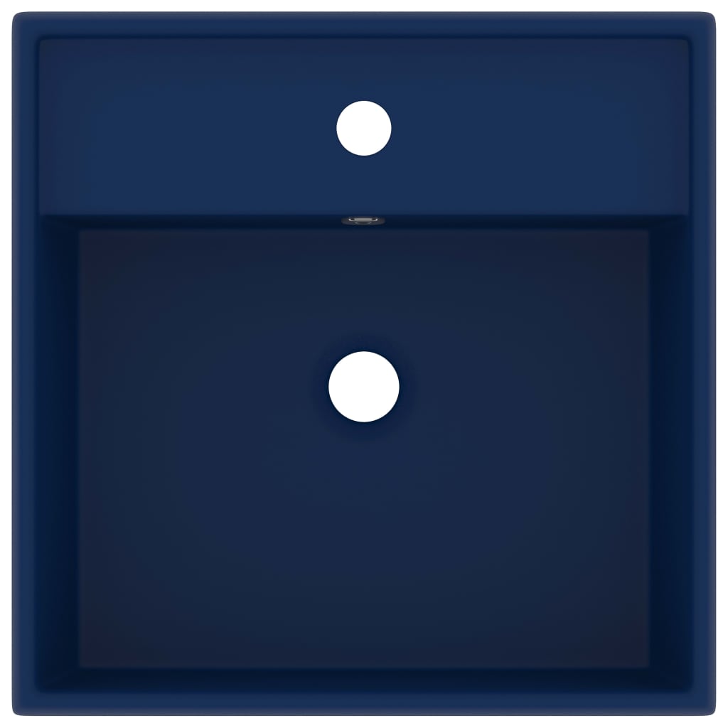 Lavabo quadrato di lusso con troppopieno lavabo da appoggio per wc per bagno stanza cosmetica 41 x 41 cm ceramica blu scuro opaco 02_0002688
