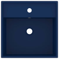 Lavabo quadrato di lusso con troppopieno lavabo da appoggio per wc per bagno stanza cosmetica 41 x 41 cm ceramica blu scuro opaco 02_0002688