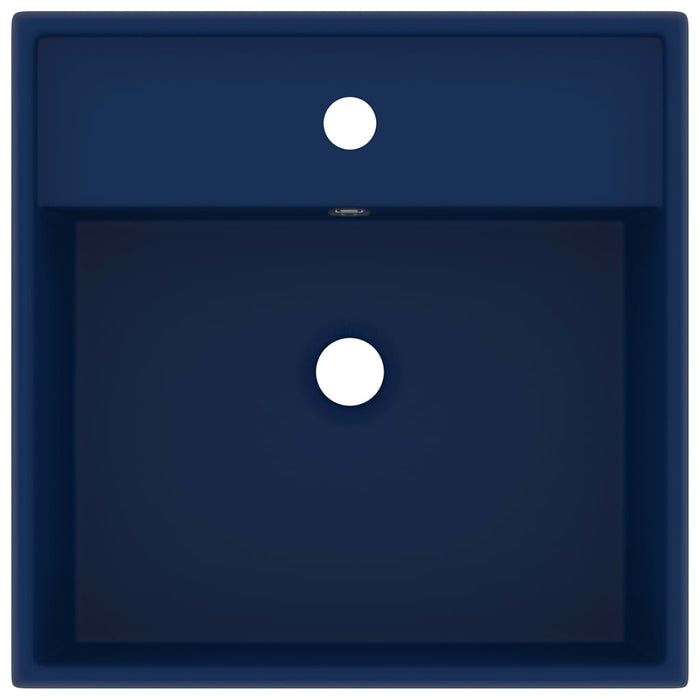 Lavabo quadrato di lusso con troppopieno lavabo da appoggio per wc per bagno stanza cosmetica 41 x 41 cm ceramica blu scuro opaco 02_0002688