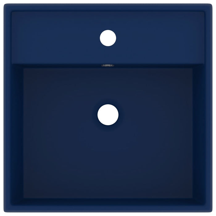 Lavabo Troppopieno Quadrato Blu Scuro Opaco 41x41cm Ceramica 146946