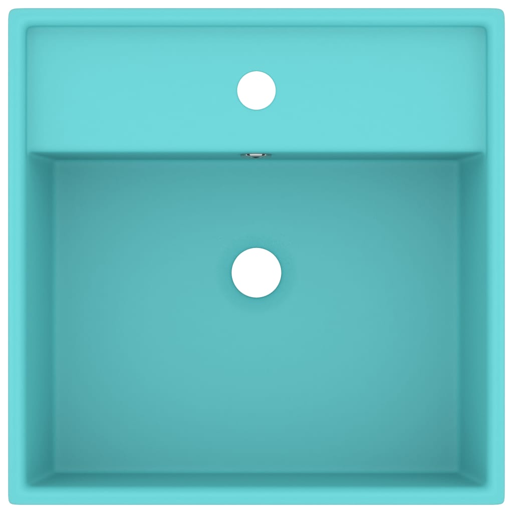 Lavabo Troppopieno Quadrato Verde Chiaro Opaco 41x41cm Ceramica cod mxl 43572