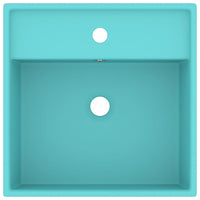 Lavabo Troppopieno Quadrato Verde Chiaro Opaco 41x41cm Ceramica cod mxl 43572