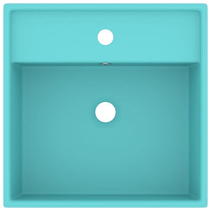 Lavabo Troppopieno Quadrato Verde Chiaro Opaco 41x41cm Ceramica cod mxl 43572