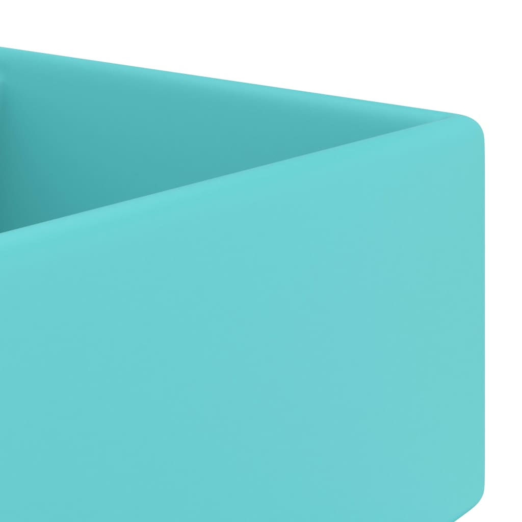 Lavabo quadrato di lusso con troppopieno lavabo da appoggio per wc per bagno stanza cosmetica 41 x 41 cm ceramica verde chiaro opaco 02_0002689