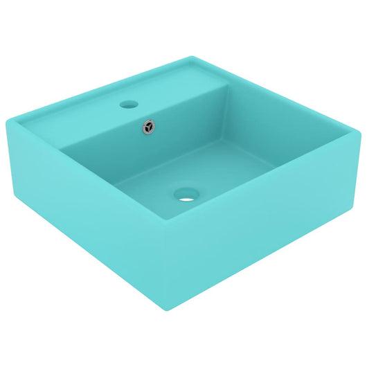 Lavabo Troppopieno Quadrato Verde Chiaro Opaco 41x41cm Ceramica cod mxl 43572