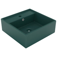 Lavabo Troppopieno Quadrato Verde Scuro Opaco 41x41cm Ceramica cod mxl 39851
