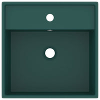 Lavabo Troppopieno Quadrato Verde Scuro Opaco 41x41cm Ceramica cod mxl 39851