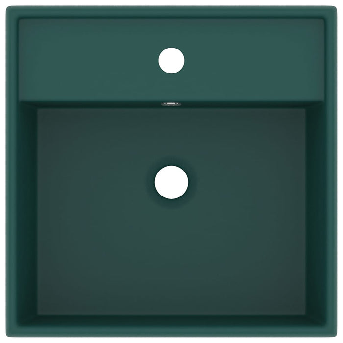 Lavabo Troppopieno Quadrato Verde Scuro Opaco 41x41cm Ceramica cod mxl 39851