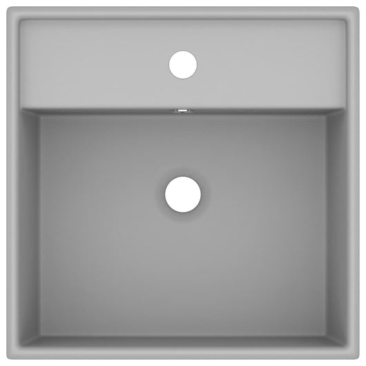 Lavabo con Troppopieno Cubico Grigio Opaco 41x41 cm in Ceramica 146949