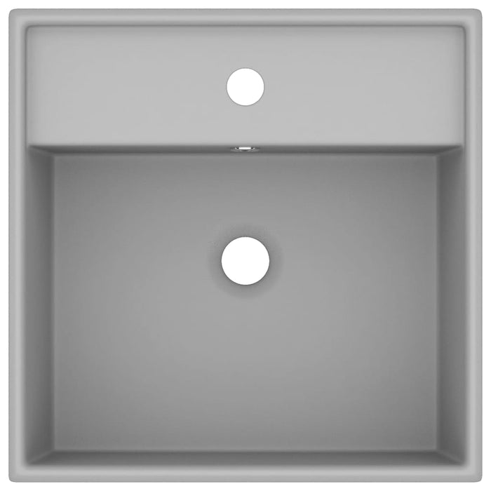 Lavabo quadrato di lusso con troppopieno da appoggio WC lavabo bagno stanza cosmetica opaco 41x41 cm ceramica grigio chiaro 02_0002691