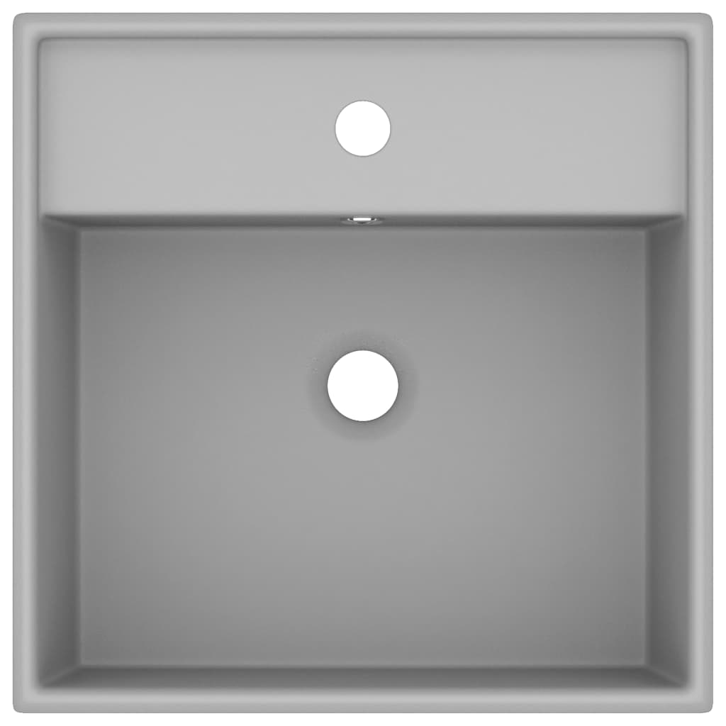Lavabo con Troppopieno-Lavandino-Lavello Cubico Grigio Opaco 41x41 cm in Ceramica