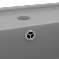 Lavabo quadrato di lusso con troppopieno da appoggio WC lavabo bagno stanza cosmetica opaco 41x41 cm ceramica grigio chiaro 02_0002691