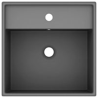 Lavabo Troppopieno Quadrato Grigio Scuro Opaco 41x41cm Ceramica cod mxl 46311