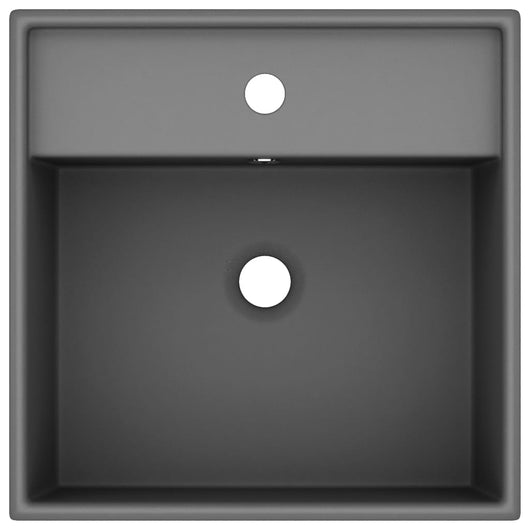Lavabo con Troppopieno Quadrato Grigio Opaco 41x41 cm Ceramica 146950