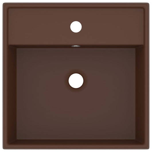 Lavabo Troppopieno Cubico Marrone Scuro Opaco 41x41cm Ceramica 146951