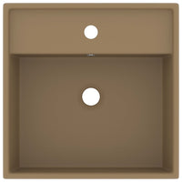 Lavabo-Lavandino-Lavello Troppopieno Quadrato Crema Opaco 41x41cm Ceramica