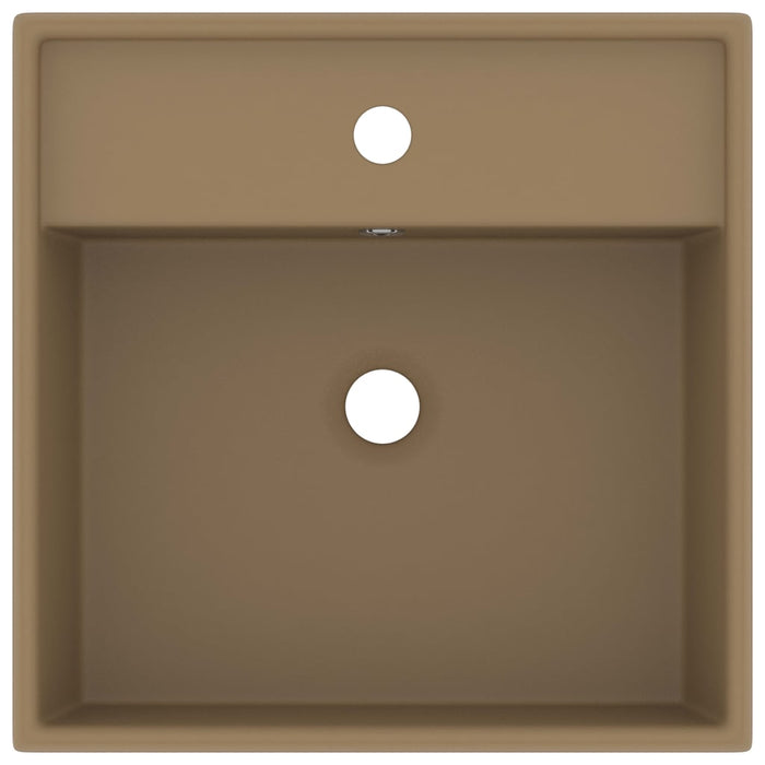 Lavabo-Lavandino-Lavello Troppopieno Quadrato Crema Opaco 41x41cm Ceramica