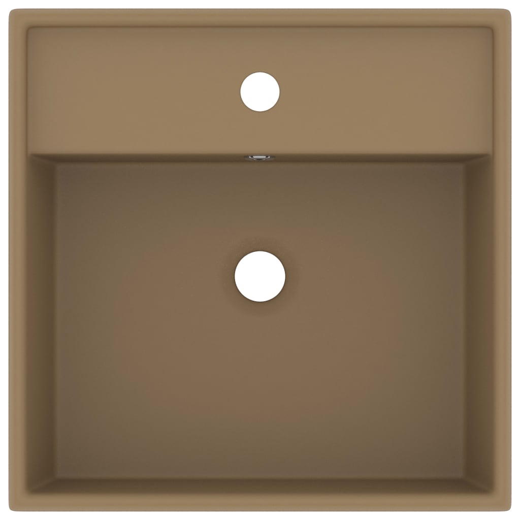 Lavabo Troppopieno Quadrato Crema Opaco 41x41cm Ceramica 146952