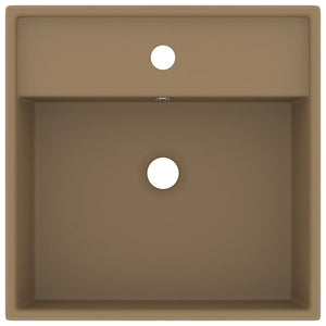 Lavabo Troppopieno Quadrato Crema Opaco 41x41cm Ceramica 146952