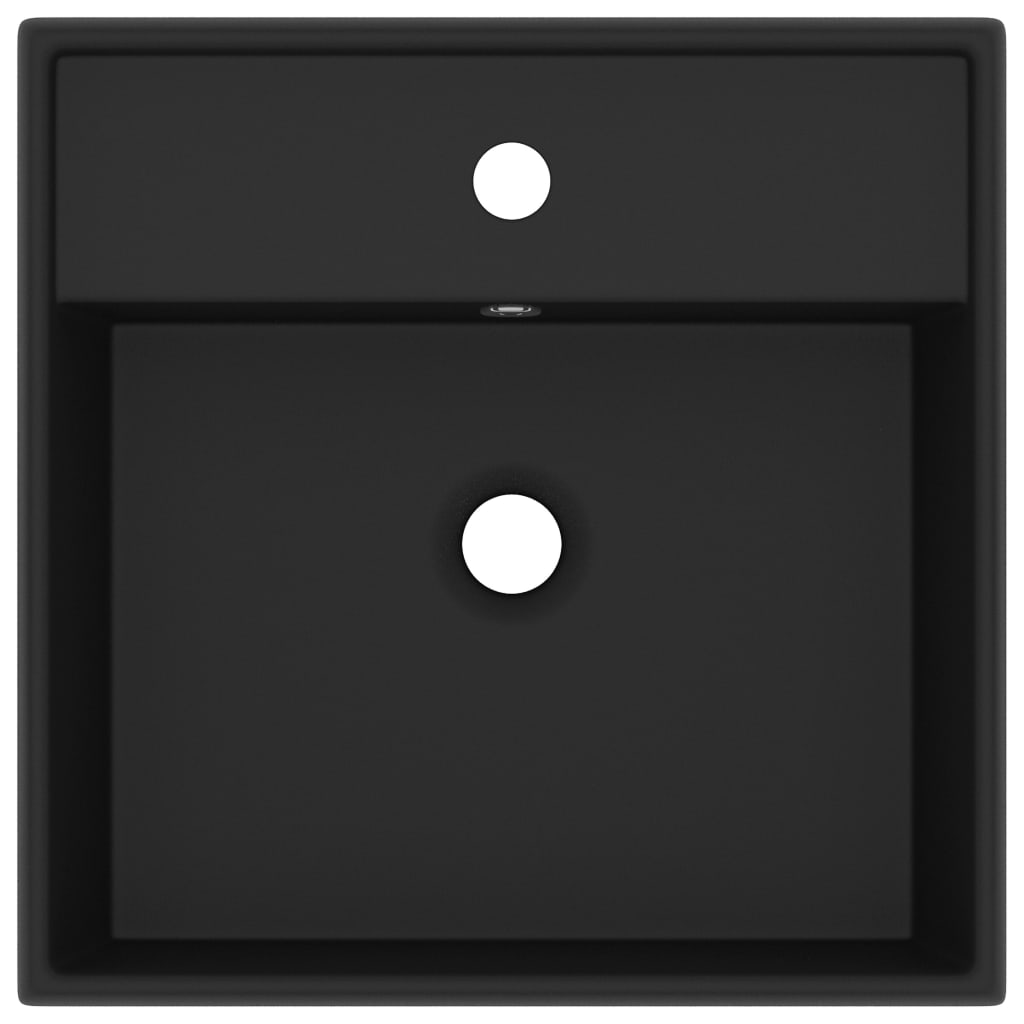 Lavabo quadrato di lusso con troppopieno da appoggio WC lavabo bagno stanza cosmetica casa nero opaco 41 x 41 cm ceramica 02_0002695