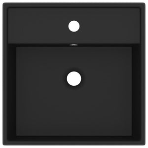 Lavabo quadrato di lusso con troppopieno da appoggio WC lavabo bagno stanza cosmetica casa nero opaco 41 x 41 cm ceramica 02_0002695
