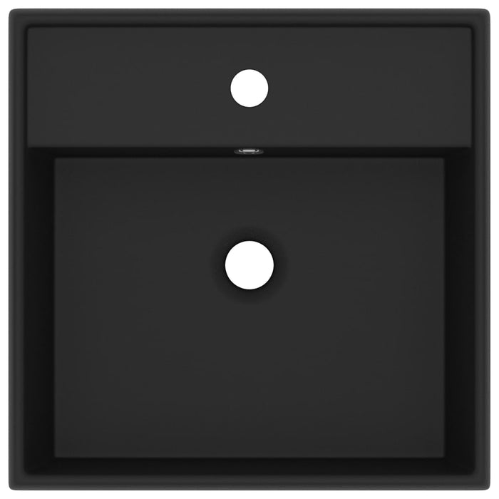 Lavabo quadrato di lusso con troppopieno da appoggio WC lavabo bagno stanza cosmetica casa nero opaco 41 x 41 cm ceramica 02_0002695