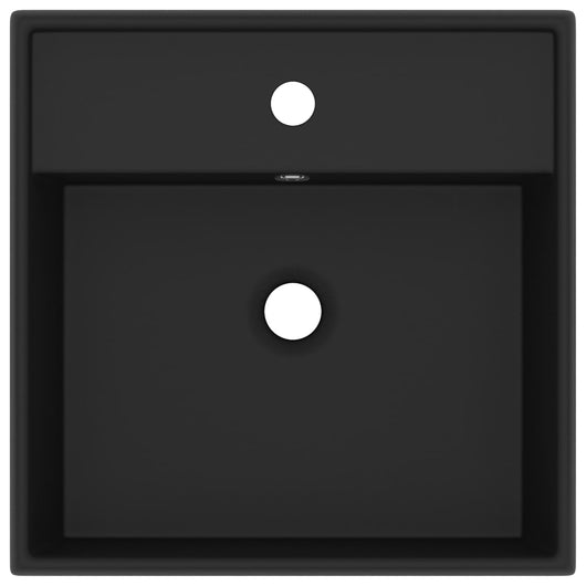 Lavabo Troppopieno Quadrato Nero Opaco 41x41cm Ceramica 146953