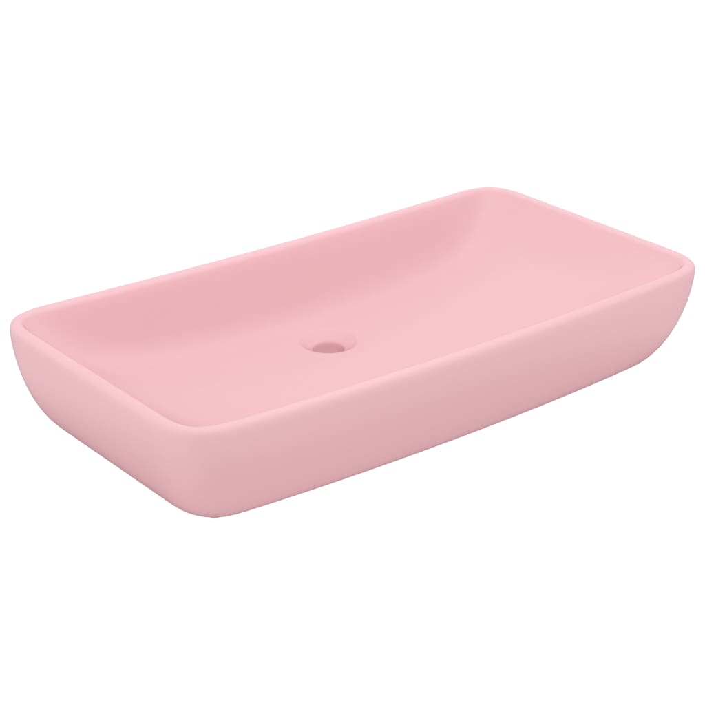 Lavabo rettangolare di lusso da appoggio WC lavabo bagno stanza cosmetica casa 71 x 38 cm ceramica rosa opaco 02_0002697