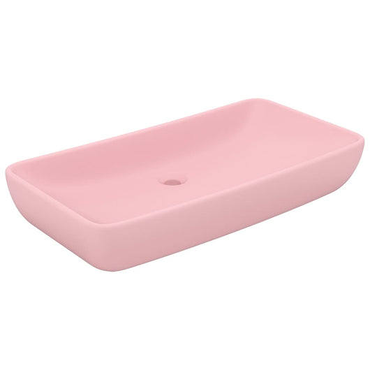 Lavandino Lusso-Lavabo-Lavello Rettangolare Rosa Opaco 71x38 cm in Ceramica
