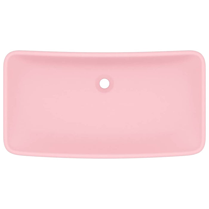 Lavandino Lusso Rettangolare Rosa Opaco 71x38 cm in Ceramica 146955