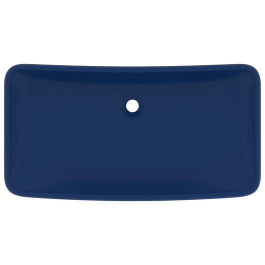 Lavabo-Lavandino-Lavello Lusso Rettangolare Blu Scuro Opaco 71x38 cm in Ceramica