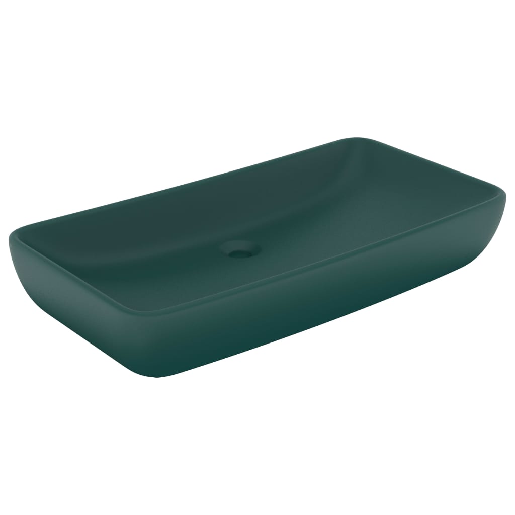 Lavabo rettangolare di lusso da appoggio WC lavabo bagno stanza cosmetica casa 71 x 38 cm ceramica verde scuro opaco 02_0002701