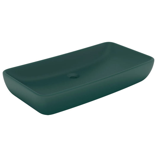 Lavabo-Lavandino-Lavello Lusso Rettangolare Verde Scuro Opaco 71x38 cm Ceramica