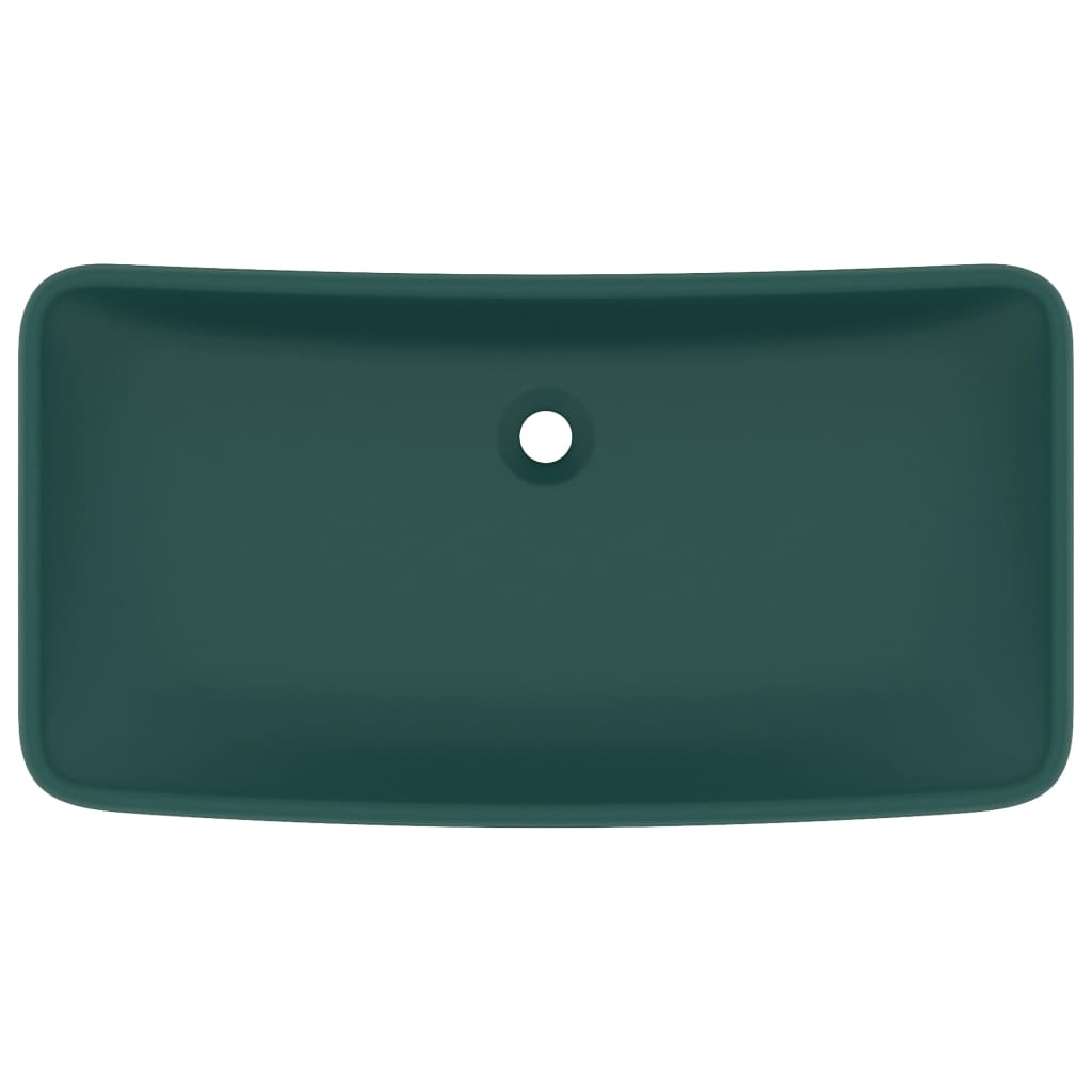Lavabo-Lavandino-Lavello Lusso Rettangolare Verde Scuro Opaco 71x38 cm Ceramica