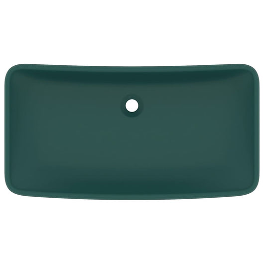Lavabo rettangolare di lusso da appoggio WC lavabo bagno stanza cosmetica casa 71 x 38 cm ceramica verde scuro opaco 02_0002701