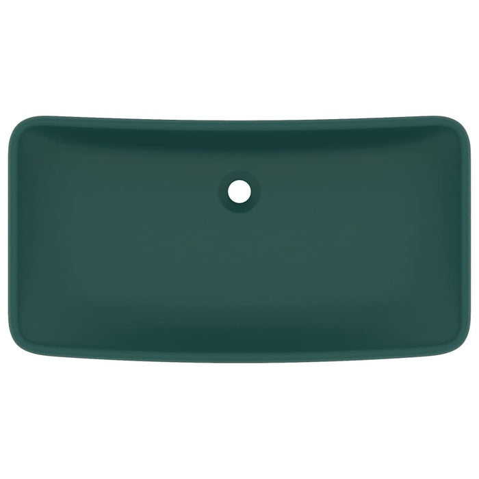 Lavabo rettangolare di lusso da appoggio WC lavabo bagno stanza cosmetica casa 71 x 38 cm ceramica verde scuro opaco 02_0002701