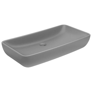 Lavabo Lusso Rettangolare Grigio Chiaro Opaco 71x38 cm Ceramica 146960