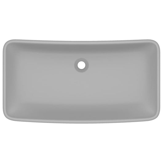 Lavabo bagno rettangolare di lusso 71 x 38 cm in ceramica grigio chiaro opaco 02_0002702